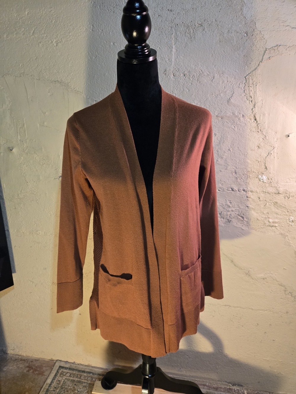 Time and True Cardigan Sweater - Size  S Brown Ribbed